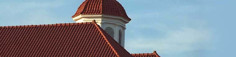 Photo of red rooftops on front campus.